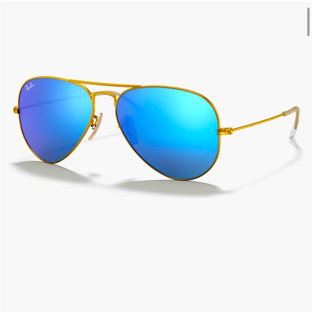 Rayban flash mirrored blue lense aviator new with protection plan and reciept